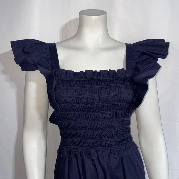 Sea New York Navy Smocked Flitter Sleeve Dress Size XS Backless - Picture 3 of 7